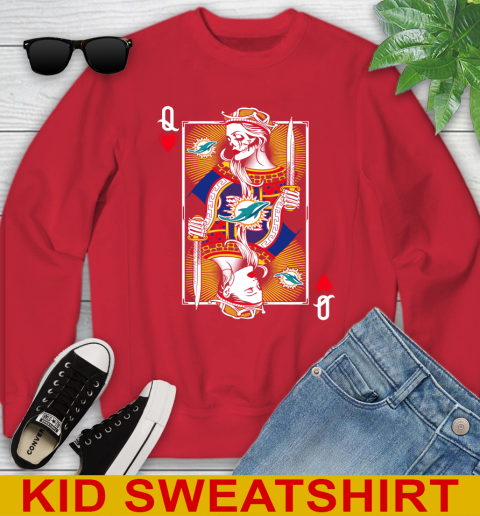 NFL Football Miami Dolphins The Queen Of Hearts Card Shirt Youth Sweatshirt 7