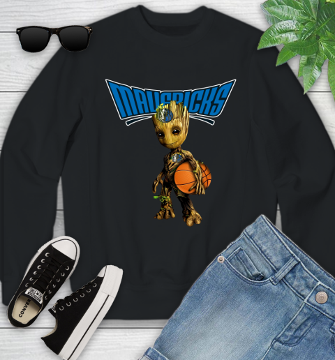 Dallas Mavericks NBA Basketball Groot Marvel Guardians Of The Galaxy Youth Sweatshirt 2