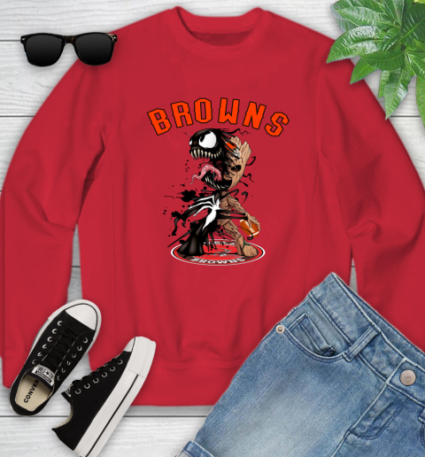 NFL Cleveland Browns Football Venom Groot Guardians Of The Galaxy Youth Sweatshirt 9
