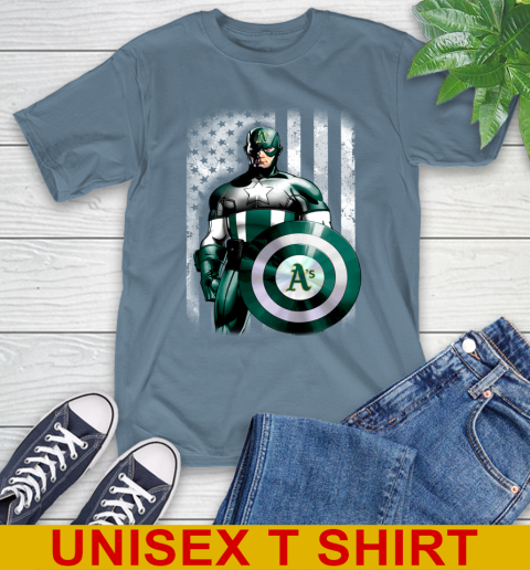 Oakland Athletics MLB Baseball Captain America Marvel Avengers American Flag Shirt T-Shirt - Image 9