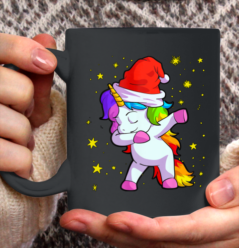 Christmas Unicorn Shirt for Girls Santa Hat Xmas Gift Ceramic Mug 11oz