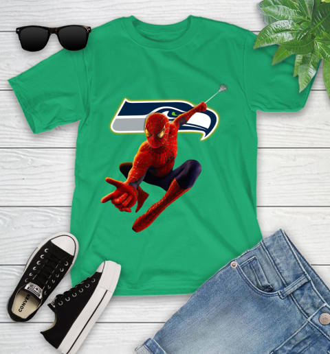 NFL Spider Man Avengers Endgame Football Seattle Seahawks Youth T-Shirt 6