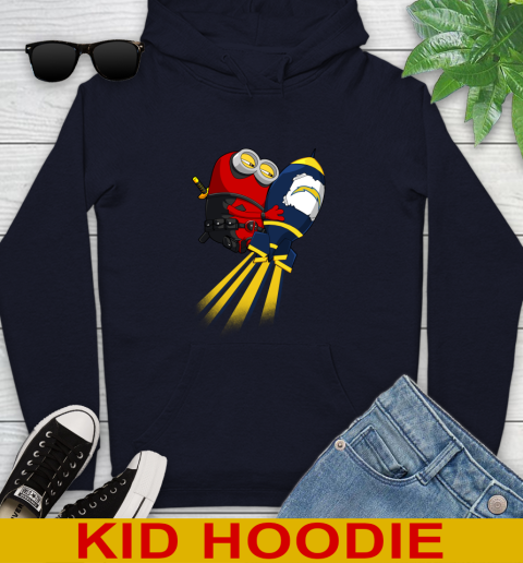 NFL Football Los Angeles Chargers Deadpool Minion Marvel Shirt Youth Hoodie 3