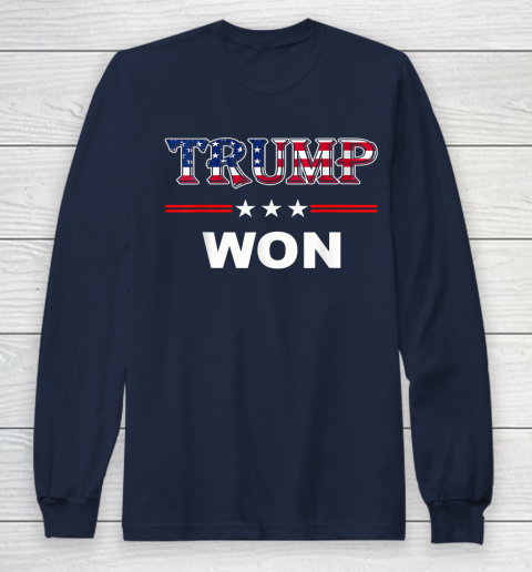 Trump Won T Shirt 4th of July American Flag Long Sleeve T-Shirt 2