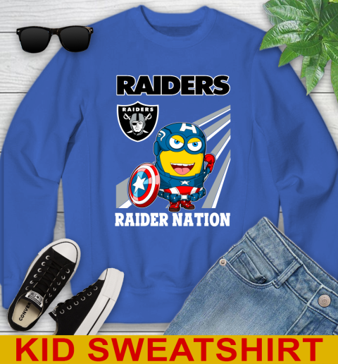 NFL Football Oakland Raiders Captain America Marvel Avengers Minion Shirt Youth Sweatshirt 6