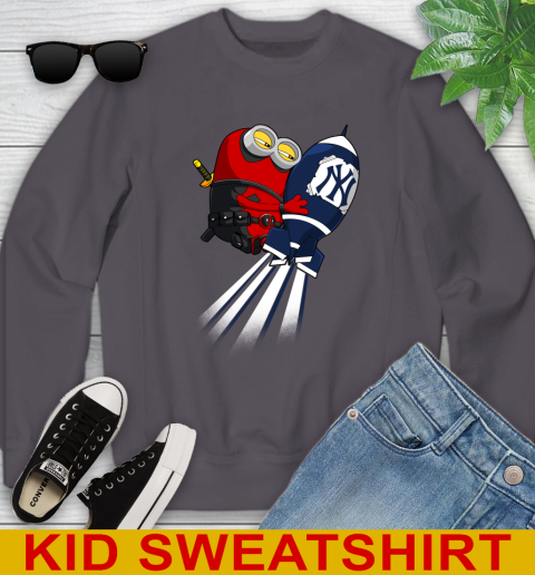 MLB Baseball New York Yankees Deadpool Minion Marvel Shirt Youth Sweatshirt 5