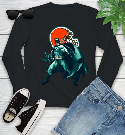 NFL Batman Football Sports Cleveland Browns Youth Long Sleeve 2