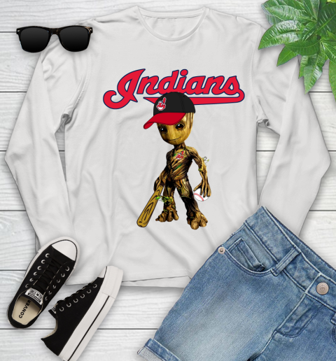 MLB Cleveland Indians Groot Guardians Of The Galaxy Baseball Youth Long Sleeve