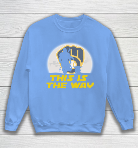 Milwaukee Brewers MLB Baseball Star Wars Yoda And Mandalorian This Is The Way Sweatshirt 8