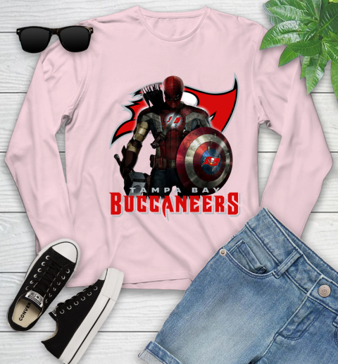 NFL Captain America Thor Spider Man Hawkeye Avengers Endgame Football Tampa Bay Buccaneers Youth Long Sleeve 10