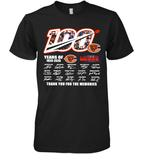 100 Years Of 1920 2020 Chicago Bears Thank You For The Memories Signatures Premium Men's T-Shirt