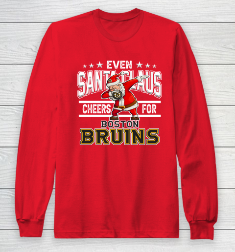 Boston Bruins Even Santa Claus Cheers For Christmas NHL Long Sleeve T-Shirt 7