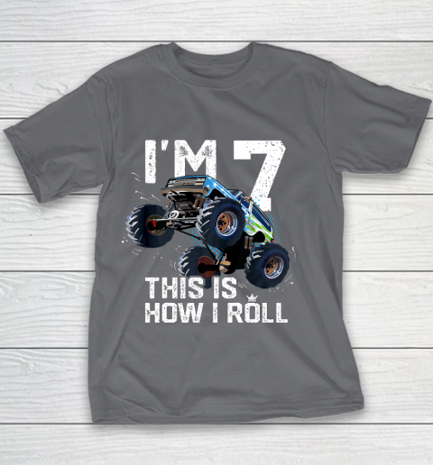 Kids I'm 7 This is How I Roll Monster Truck 7th Birthday Boy Gift 7 Year Old Youth T-Shirt 5
