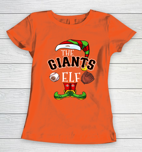 San Francisco Giants Christmas ELF Funny MLB Women's T-Shirt 3