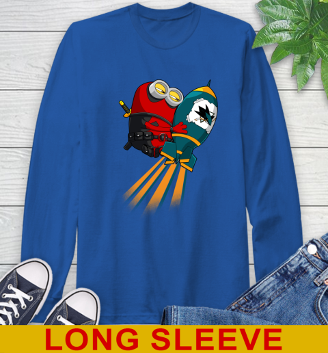 NHL Hockey San Jose Sharks Deadpool Minion Marvel Shirt Long Sleeve T-Shirt 11