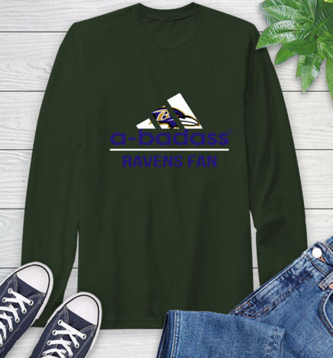 NFL A Badass Baltimore Ravens Fan Adidas Football Sports Long Sleeve T-Shirt 7
