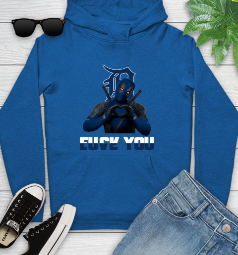 MLB Detroit Tigers Deadpool Love You Fuck You Baseball Sports Youth Hoodie 11