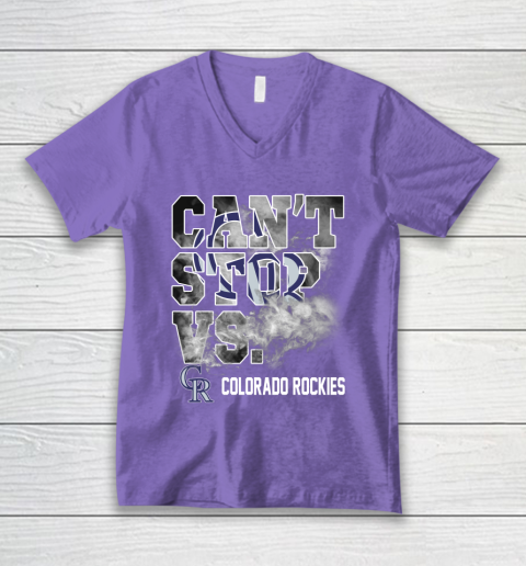 MLB Colorado Rockies Baseball Can't Stop Vs Colorado Rockies V-Neck T-Shirt 8