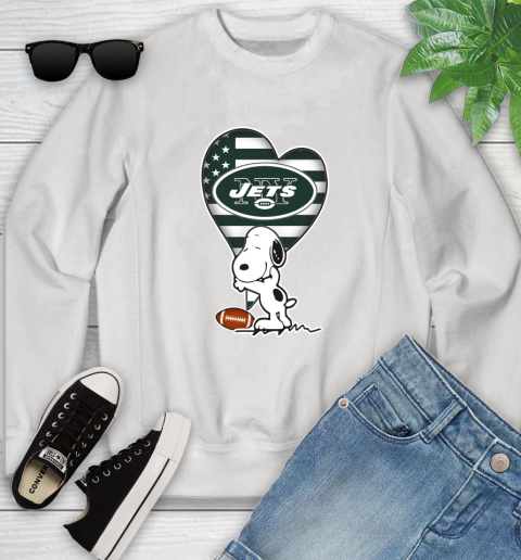 New York Jets NFL Football The Peanuts Movie Adorable Snoopy Youth Sweatshirt