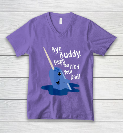 Bye Buddy Narwhal Elf Funny Christmas Holiday Gift V-Neck T-Shirt 8