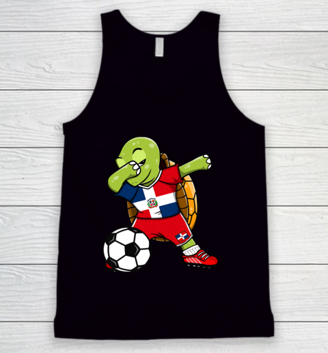 Dabbing Turtle Dominican Republic Soccer Fans Flag Football Tank Top