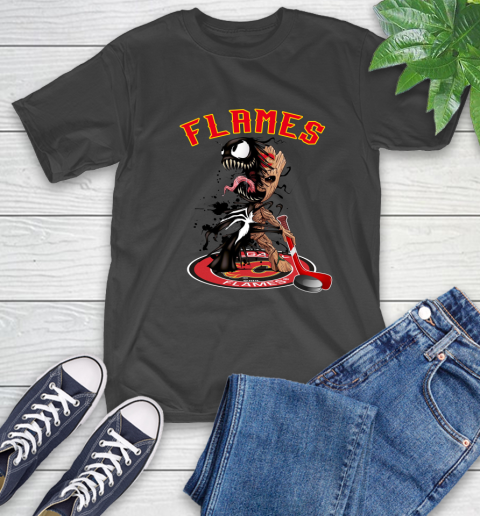 NHL Calgary Flames Hockey Venom Groot Guardians Of The Galaxy T-Shirt 2
