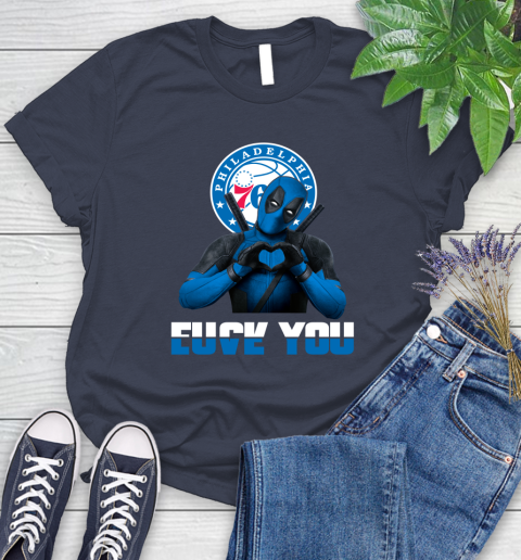 NBA Philadelphia 76ers Deadpool Love You Fuck You Basketball Sports Women's T-Shirt 14