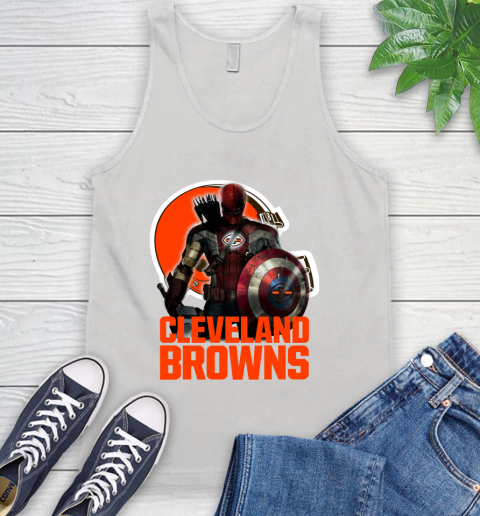 NFL Captain America Thor Spider Man Hawkeye Avengers Endgame Football Cleveland Browns Tank Top