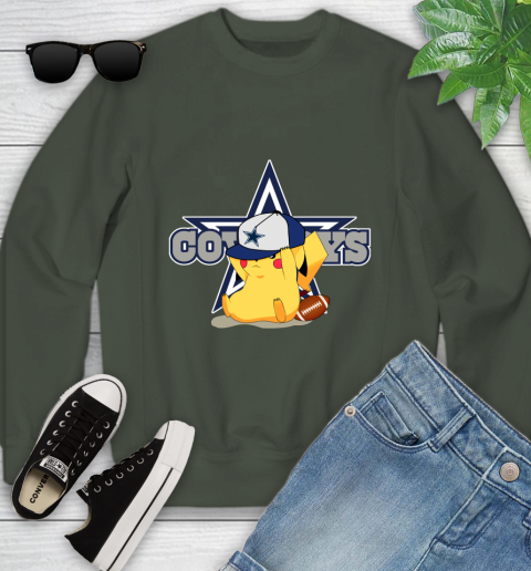 NFL Pikachu Football Sports Dallas Cowboys Youth Sweatshirt 10