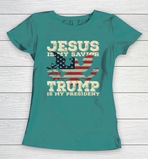 Jesus Is My Savior Trump Is My President Vintage American Women's T-Shirt 10