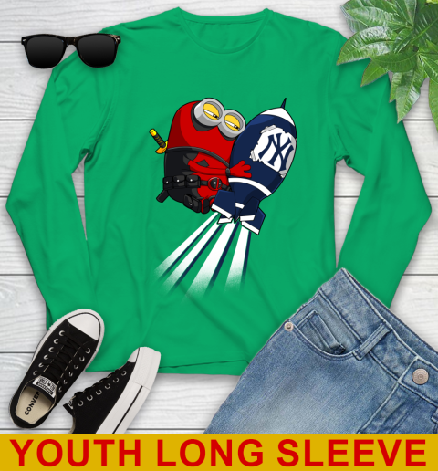 MLB Baseball New York Yankees Deadpool Minion Marvel Shirt Youth Long Sleeve 7