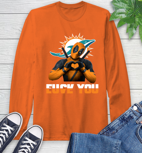 NHL Miami Dolphins Deadpool Love You Fuck You Football Sports Long Sleeve T-Shirt 4