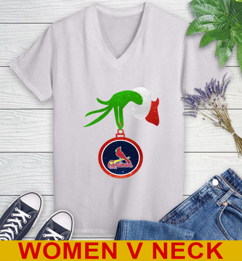 St.Louis Cardinals Grinch Merry Christmas MLB Baseball Women's V-Neck T-Shirt