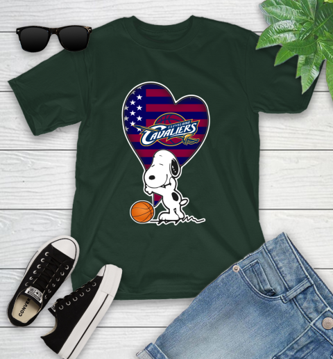 Cleveland Cavaliers NBA Basketball The Peanuts Movie Adorable Snoopy Youth T-Shirt 5