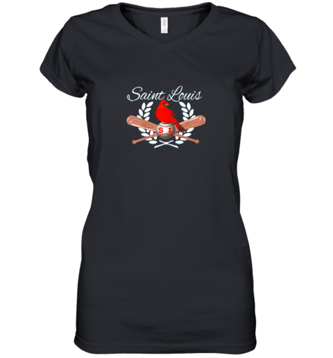 St. Louis Baseball Design Cardinal Sports Women's V-Neck T-Shirt