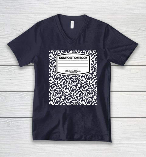 Composition Book Notebook Matching group Halloween Teacher V-Neck T-Shirt 2