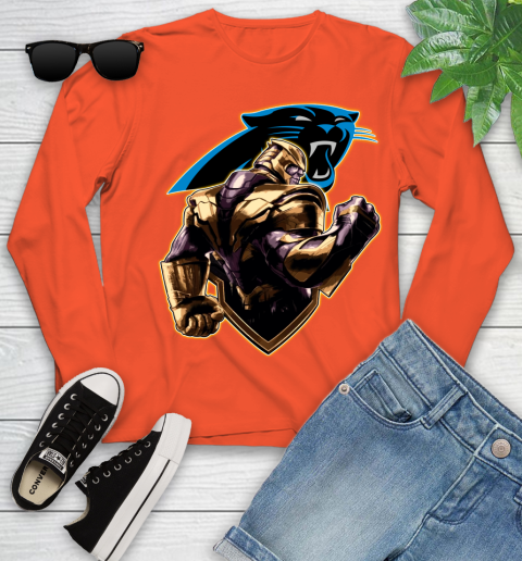 NFL Thanos Avengers Endgame Football Sports Carolina Panthers Youth Long Sleeve 4
