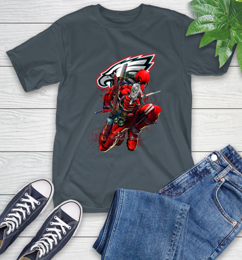NFL Deadpool Marvel Comics Sports Football Philadelphia Eagles T-Shirt 9