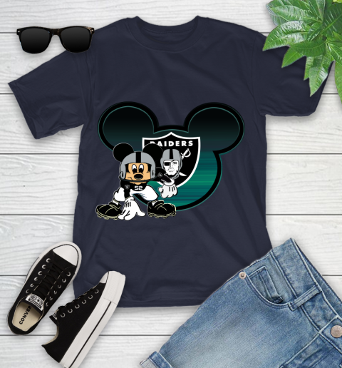 NFL Oakland Raiders Mickey Mouse Disney Football T Shirt Youth T-Shirt 3