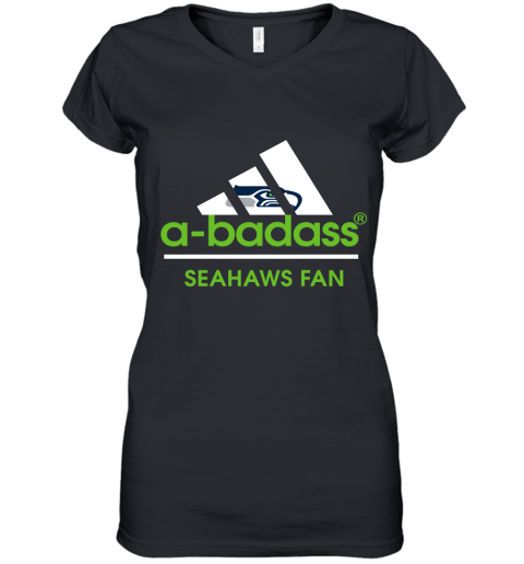 A Badass Seattle Seahawks Mashup Adidas NFL Women's V-Neck T-Shirt