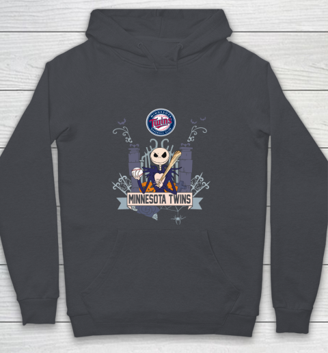 MLB Minnesota Twins Baseball Jack Skellington Halloween Youth Hoodie 5