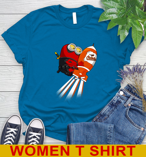 MLB Baseball Baltimore Orioles Deadpool Minion Marvel Shirt Women's T-Shirt 8