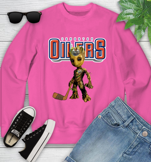 Edmonton Oilers NHL Hockey Groot Marvel Guardians Of The Galaxy Youth Sweatshirt 7