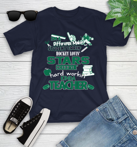 Dallas Stars NHL I'm A Difference Making Student Caring Hockey Loving Kinda Teacher Youth T-Shirt 2