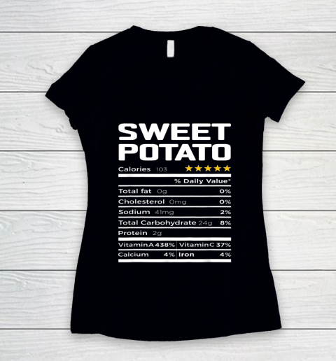 Sweet Potato Nutrition Facts Thanksgiving Christmas Food Women's V-Neck T-Shirt