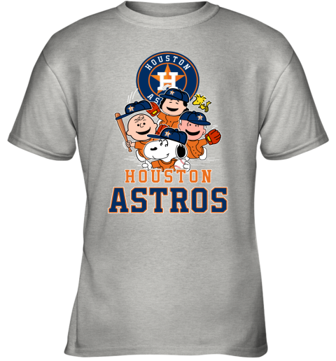 MLB Houston Astros Snoopy Charlie Brown Woodstock The Peanuts Movie Baseball  T Shirt Youth T-Shirt