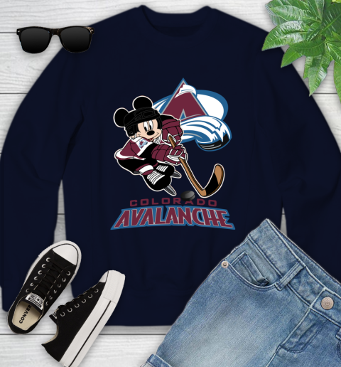 NHL Colorado Avalanche Mickey Mouse Disney Hockey T Shirt Youth Sweatshirt 3