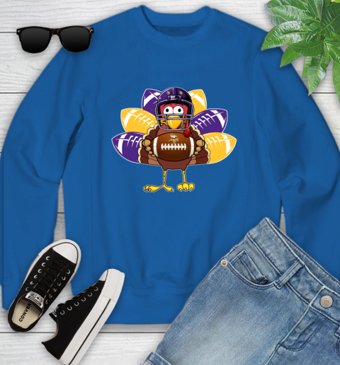 Minnesota Vikings Turkey Thanksgiving Day Youth Sweatshirt 8