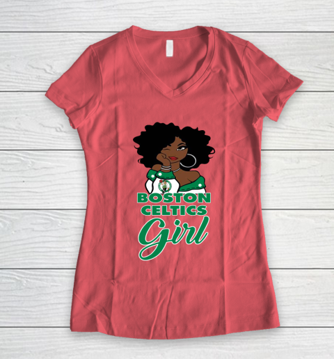 Boston Celtics Girl NBA Women's V-Neck T-Shirt 6