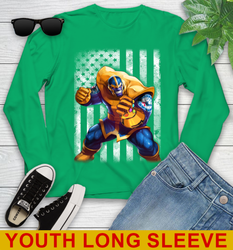NBA Basketball Philadelphia 76ers Thanos Marvel American Flag Shirt Youth Long Sleeve 7